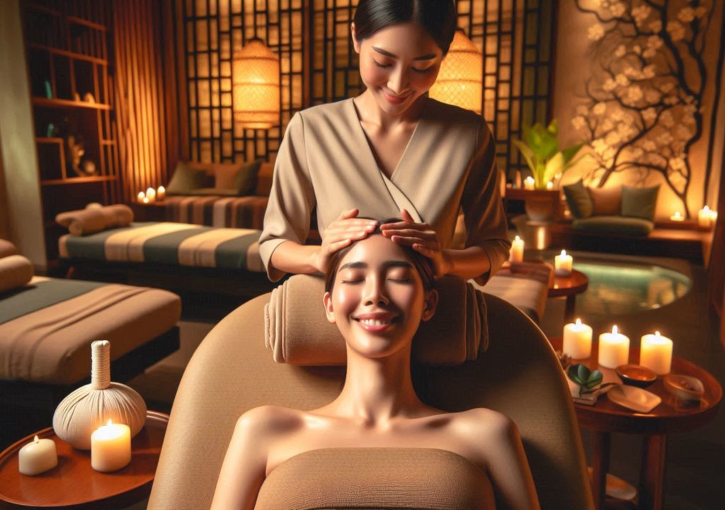 Hoved massage Moderne Thailandsk Klinik Kvindelig massør Skalp massage Hovedbundsmassage Hovedbehandling Afstressende hovedmassage